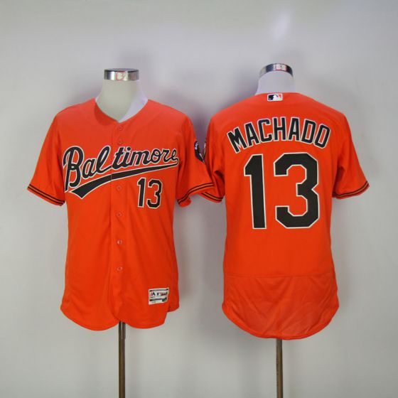 Men Baltimore Orioles #13 Manny Machado Orange Elite MLB Jerseys->->MLB Jersey